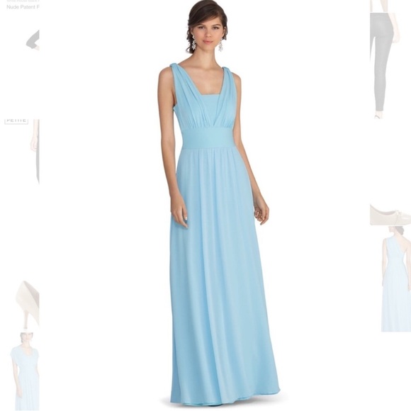 WHBM Genius Chiffon Convertible Caspian Gown SZ 4 Blue Maxi Dress - Picture 2 of 16